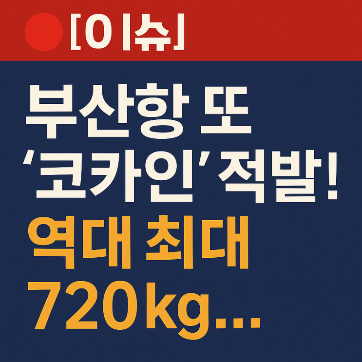 <b>부산항</b> 또 ‘<b>코카인</b>’ <b>적발</b>! 역대 최대 720kg…마약 루트... 