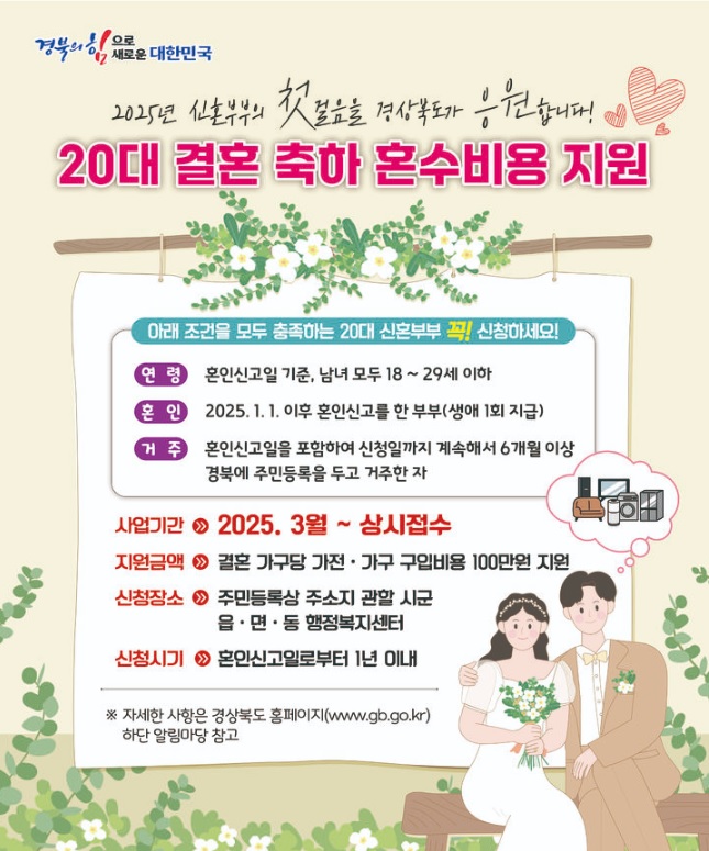 2025 <b>경북</b> 저출생 대책 총정리! 신혼가전부터 <b>난임</b> 시술비... 