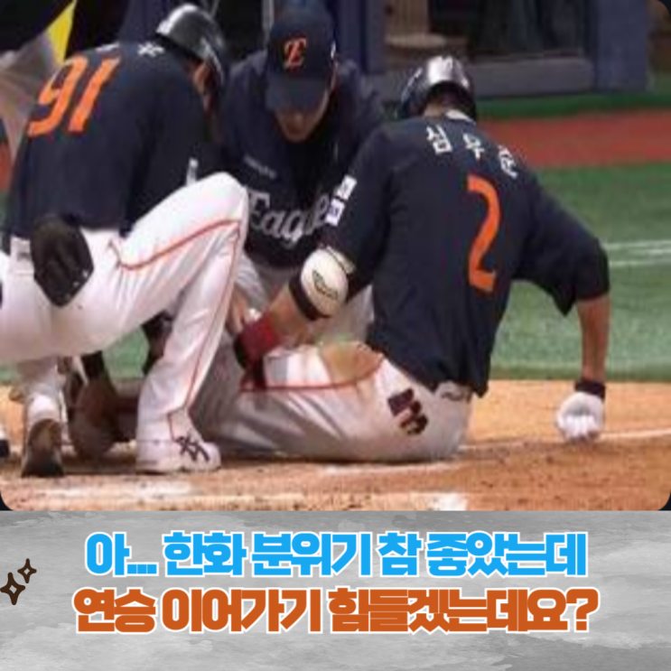 33년 만에 12연승 <b>한화</b>, 핵심 수비수 <b>이탈</b>, <b>심우준</b> 골절 진단