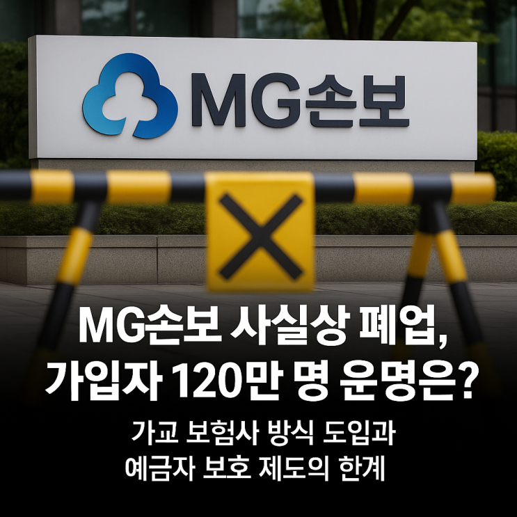 MG손보 사실상 폐업, 가입자 120만 명 운명은? 가교 보험사 방식 도입과 예금자 보호 제도의 한계