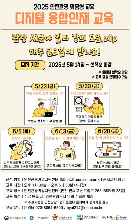 인천관광공사 "인천지역 관광기업 대상 디지털 융합인재 교육 진행"