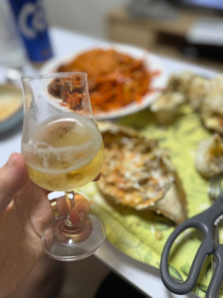  제철술안주 암꽃게 3마리 5만원 득템! 에어프라이어로 꽃게 맛있게 굽는 법까지 + 골뱅이소면무침