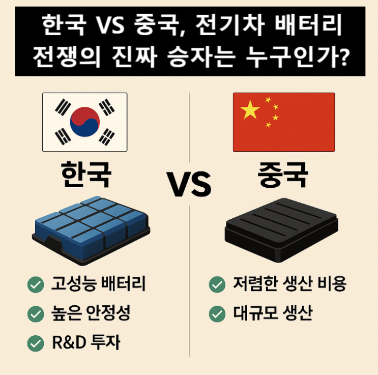  한국과 중국의 전기차 배터리 기술력 차이 분석