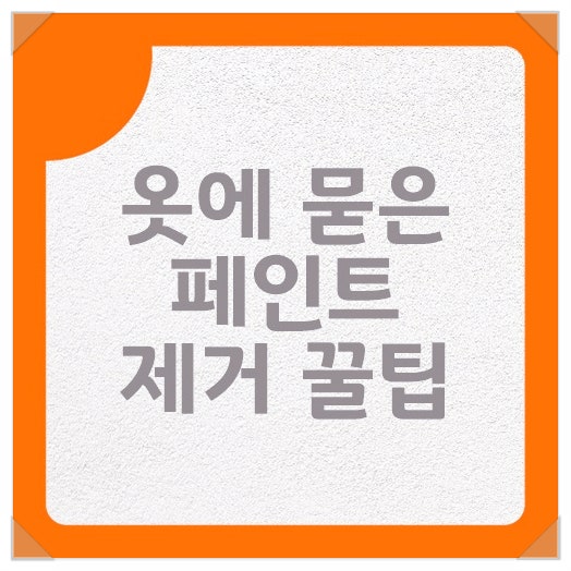 옷에 묻은 페인트 이것들만 있으면 제거 가능해요