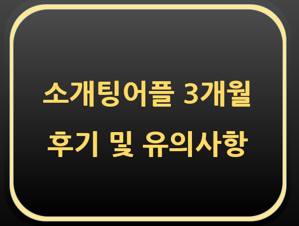  소개팅 어플 3개월 후기 및 유의사항