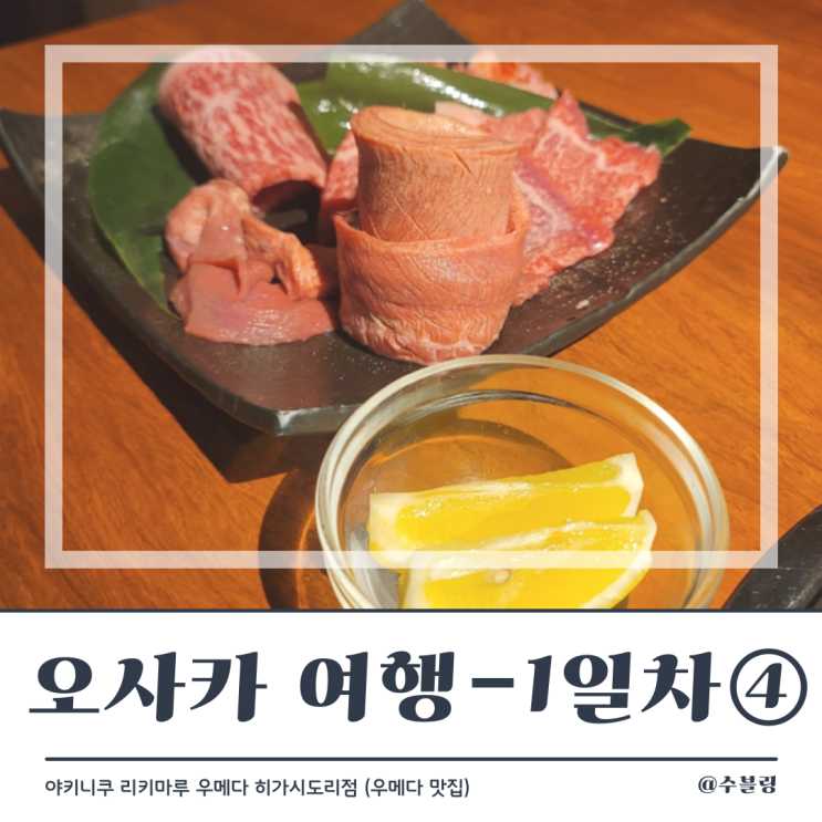  오사카 여행 1일차 ④ 우메다 맛집 야키니쿠 리키마루 우메다 히가시도리점 예약 방문  (야키니쿠 무한리필)