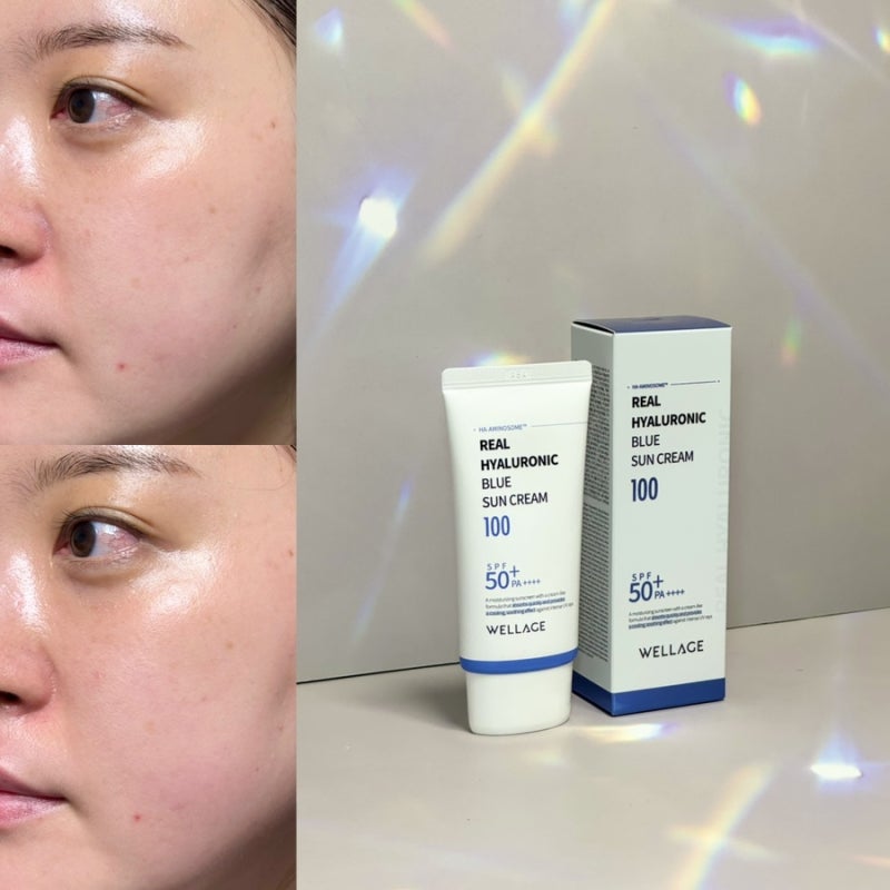 급속쿨링 눈시림 백탁없는 화잘먹 웰라쥬 리얼히알루로닉 블루 선크림