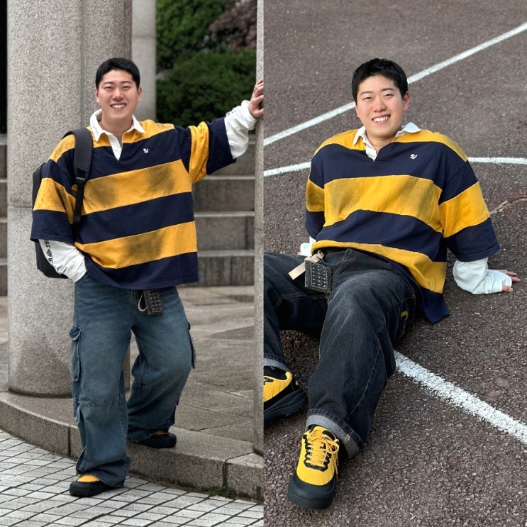  남자 레이어드 티셔츠 스키즘인듀싱 오버핏 코디