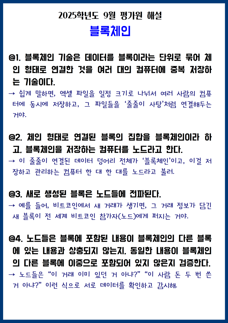 블록체인 해설 | 25학년도 9월 평가원 비문학 독서 | 본문 분석 | 지문 해설 : 네이버 블로그
