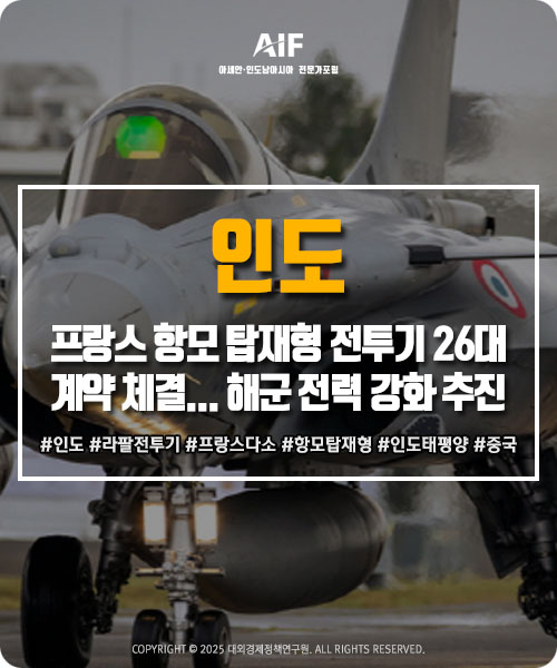 [AIF 신흥국 뉴스] 인도, 프랑스 <b>항모</b> 탑재형 <b>전투기</b> 26대 계약... 