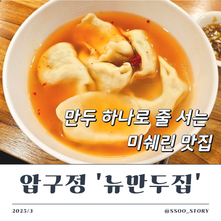  압구정로데오역 뉴만두집, 미쉐린 맛집 뿌시고옴