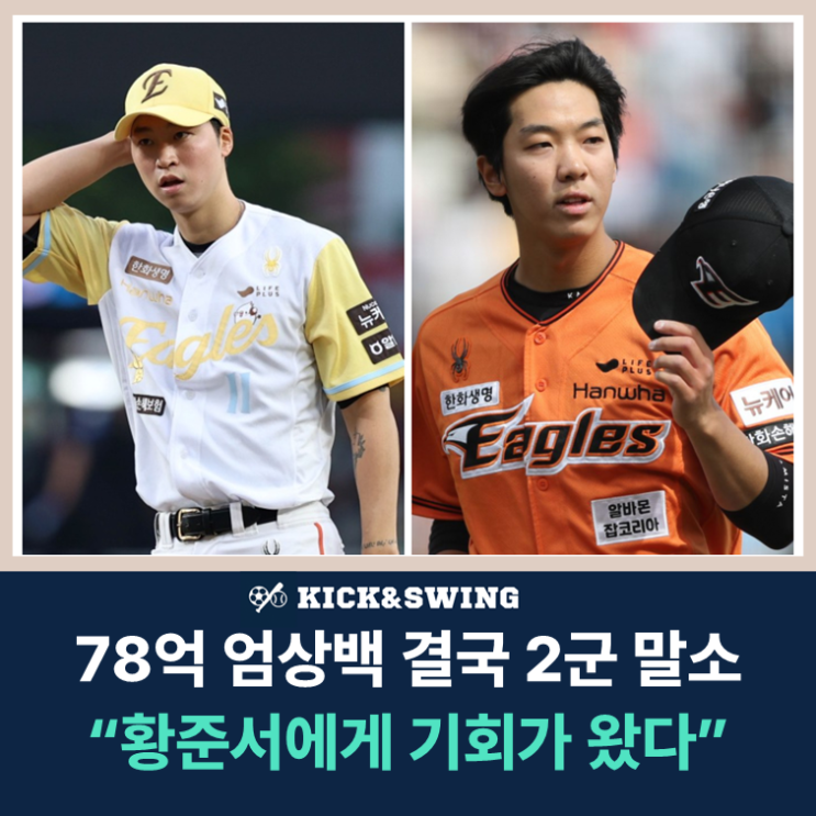 <b>한화</b> <b>엄상백</b> 2군 말소, 김경문 감독 "<b>황준서</b>에게 기회 준다"