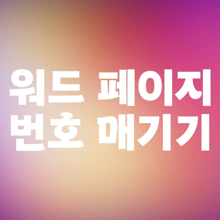  워드 페이지 번호 넣기 다양한 설정 방법