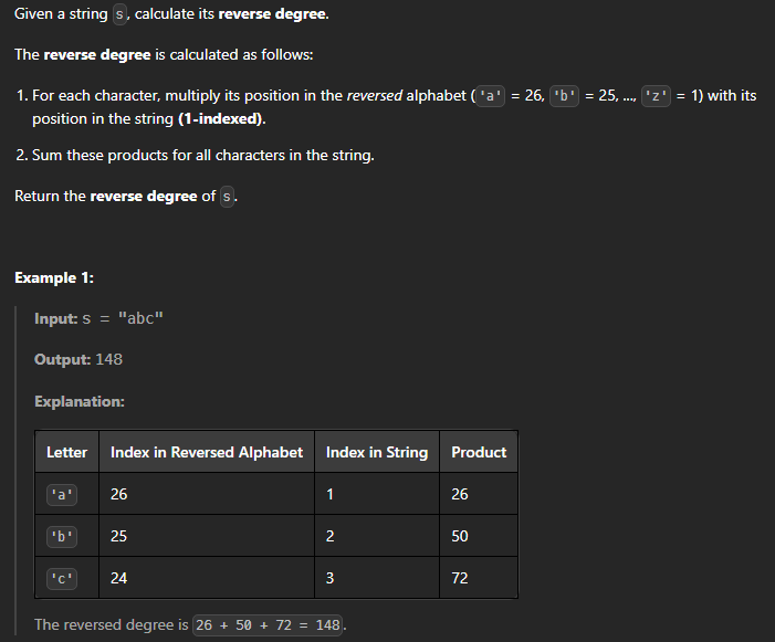  JAVA_LeetCode 3498_Reverse Degree of a String