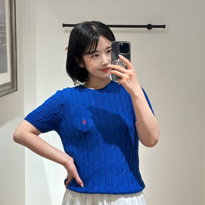 폴로랄프로렌 반팔니트 뭐살까? 여자 폴로포켓반팔니트 여름 니트코디