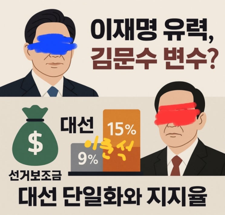 이재명 유력, <b>김문수</b> 초조, <b>이준석</b> 행복(대선 이후 대응)