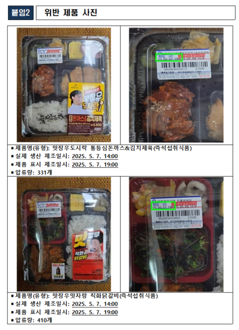  편의점 도시락! 제조시간을 거짓으로 표시한 제조업체 적발!