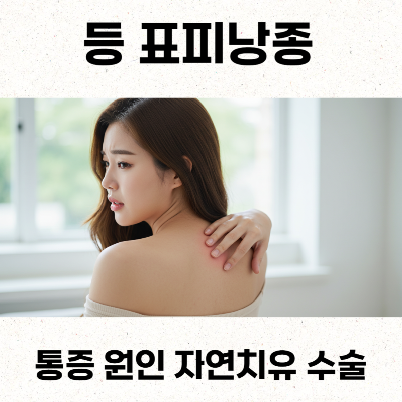 등 표피낭종 통증 원인 자연치유 수술
