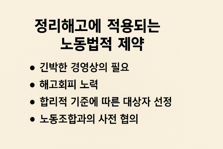  (인사관리) 정리해고에 적용되는 노동법적 제약은?
