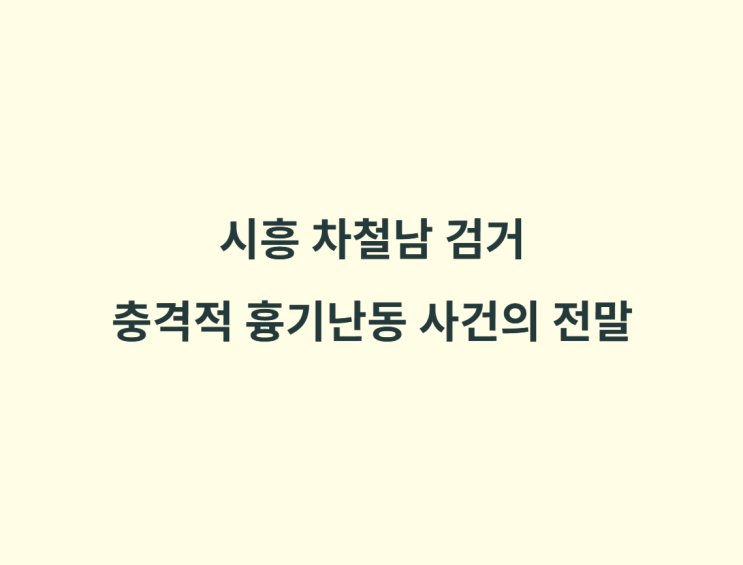 시흥 <b>차철남</b> 드디어 검거! 4명 사상 <b>흉기난동</b> 사건의 충격적... 