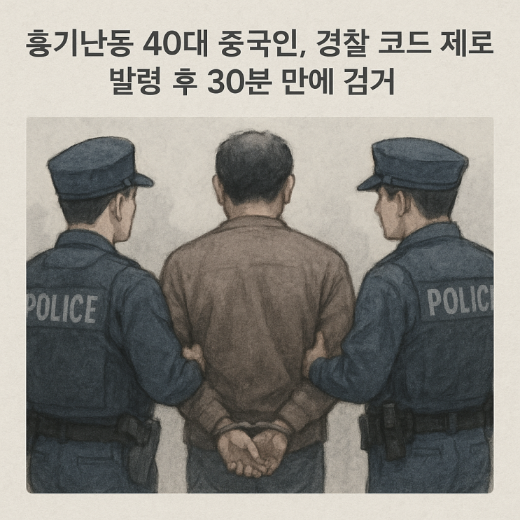  화성동탄 흉기난동 40대 중국인, 경찰 코드 제로 발령 후 30분 만에 검거