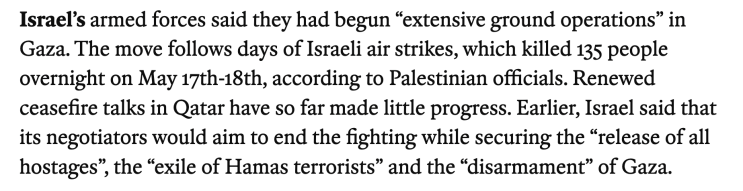 The world in brief, The Economist(5/19)