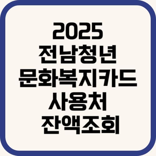 2025 전남청년 문화복지카드 사용처 잔액조회