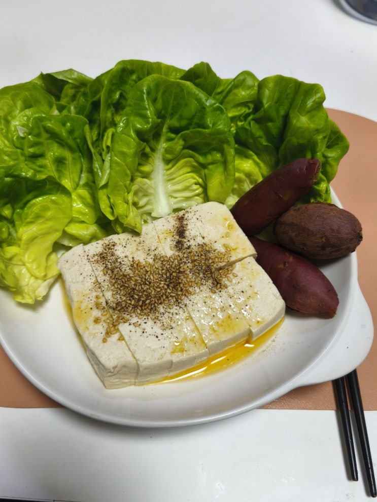  [오늘의 점심] 직접 만든 병아리콩두부, 삶은고구마, 서브웨이터키