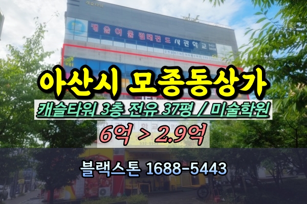  아산시 모종동상가 경매 미술학원 캐슬타워 3층 100평이하 3억