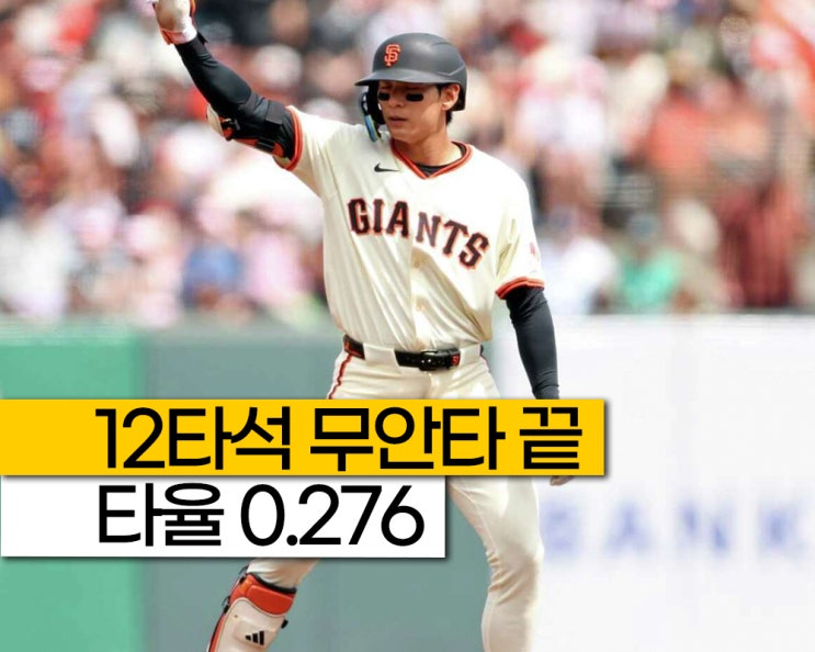 12타석 침묵 끝! <b>이정후 2루타</b> '샌프란시스코 자이언츠는 패배'