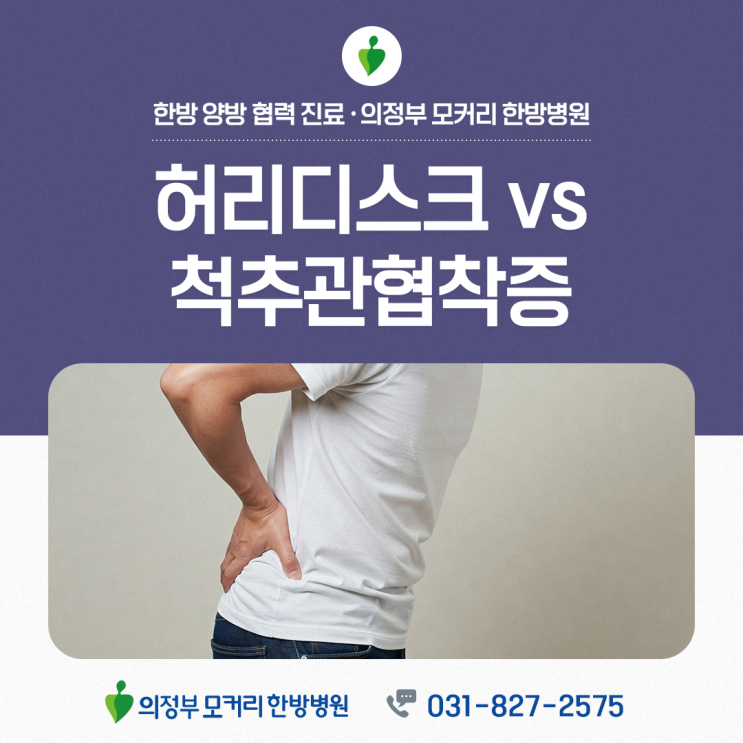  의정부 모커리한방병원에서 알려드리는 허리디스크와 척추관협착증 통증 양상과 특징