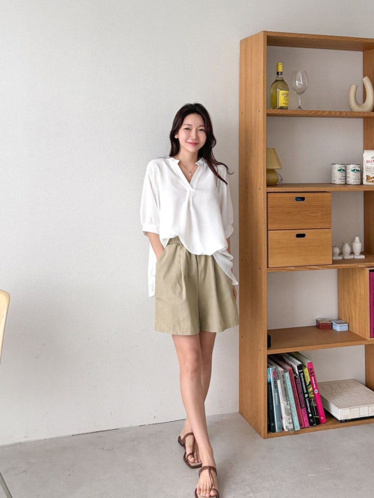  여자 코튼 반바지 팬츠 추천 – 허리 밴딩으로 편안한 봄 여름 데일리룩 완성!