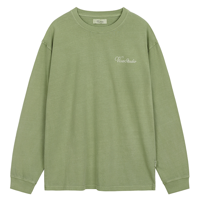  비바스튜디오 롱슬리브 긴팔 티셔츠 추천! CURSIVE LOGO LONG SLEEVE [LIGHT GREEN] 내돈내산 상세후기 사이즈 추천