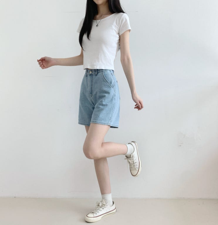 여름 여성 데일리 5부 밴딩 린넨 데님 반바지 – 진청·연청 청반바지 추천!