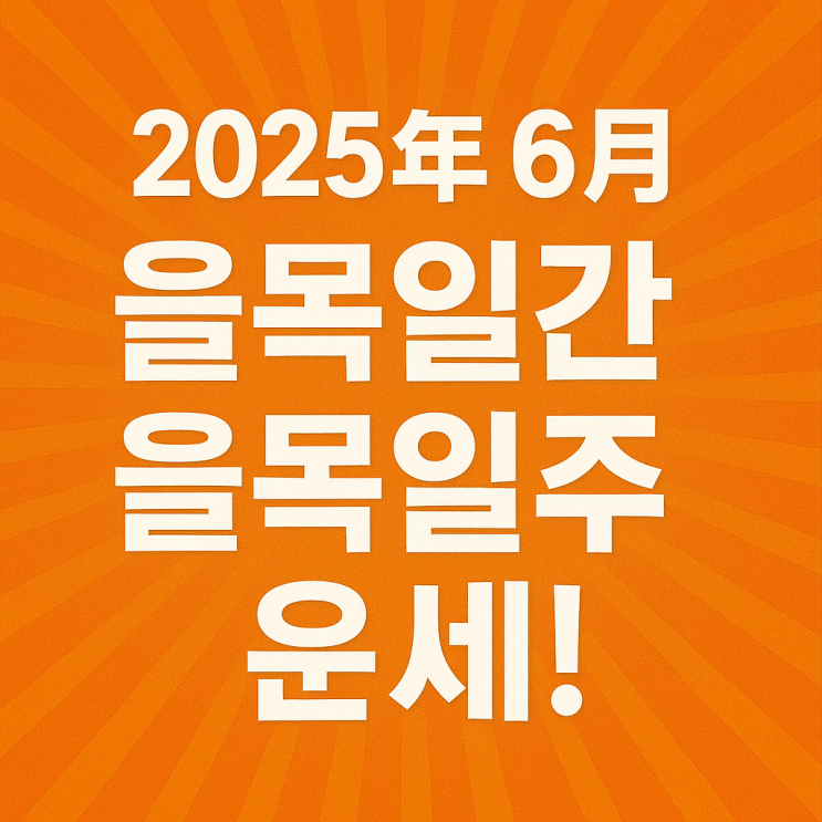   2025년 을사년 6월 임오월 을목일간 을목일주 운세 