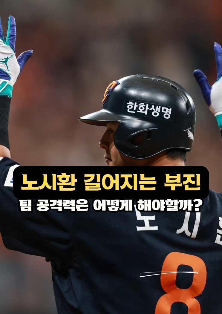 한화이글스 길어지는 <b>노시환 부진</b>, 타선도 길을 잃었다