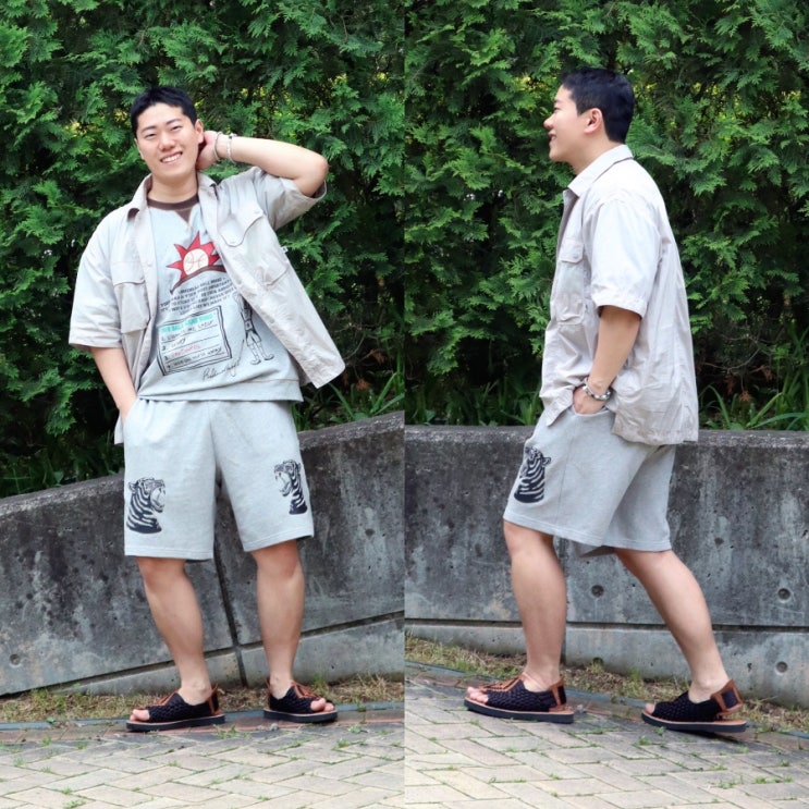  남자 5부 반바지 드리프트아웃 바지 길이 굿