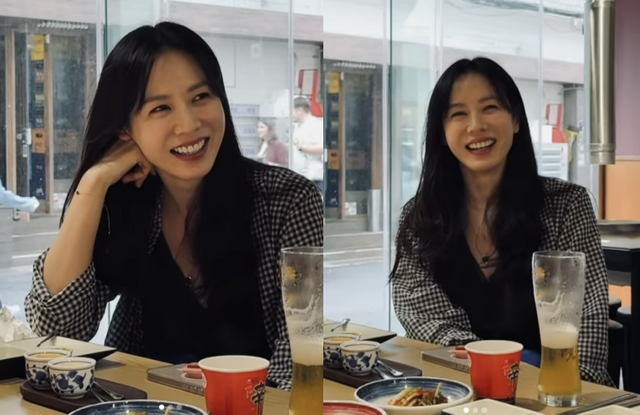  ‘현빈’ 손예진, 컵라면+생맥주…여유로운 ‘낮술’ 여전한 미모