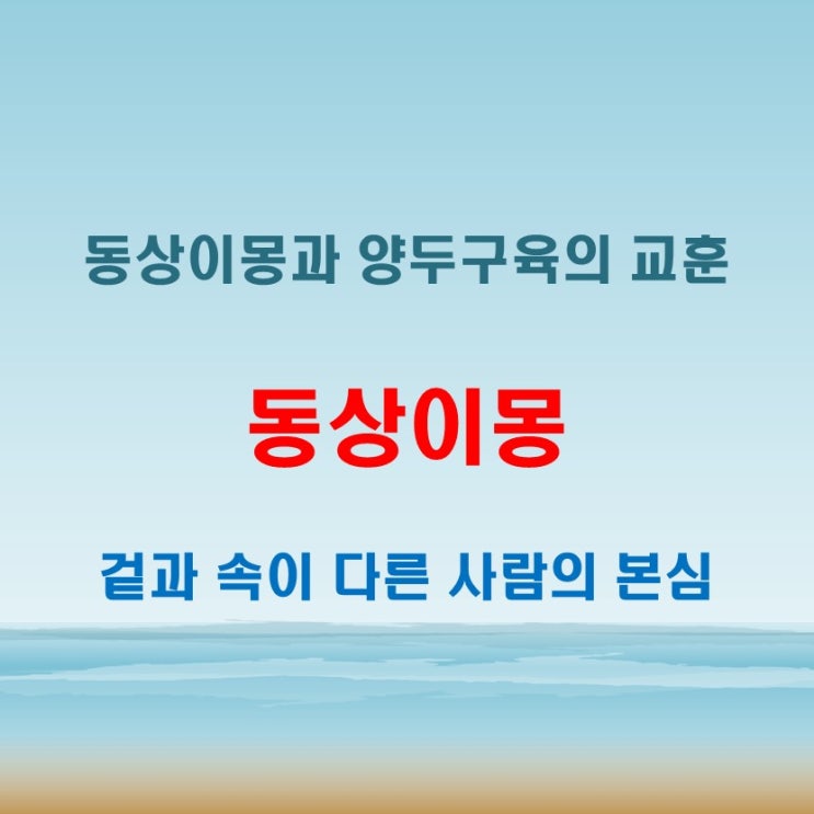 동상이몽 뜻 양두구육과 함께 보는 이중적 태도의 표현