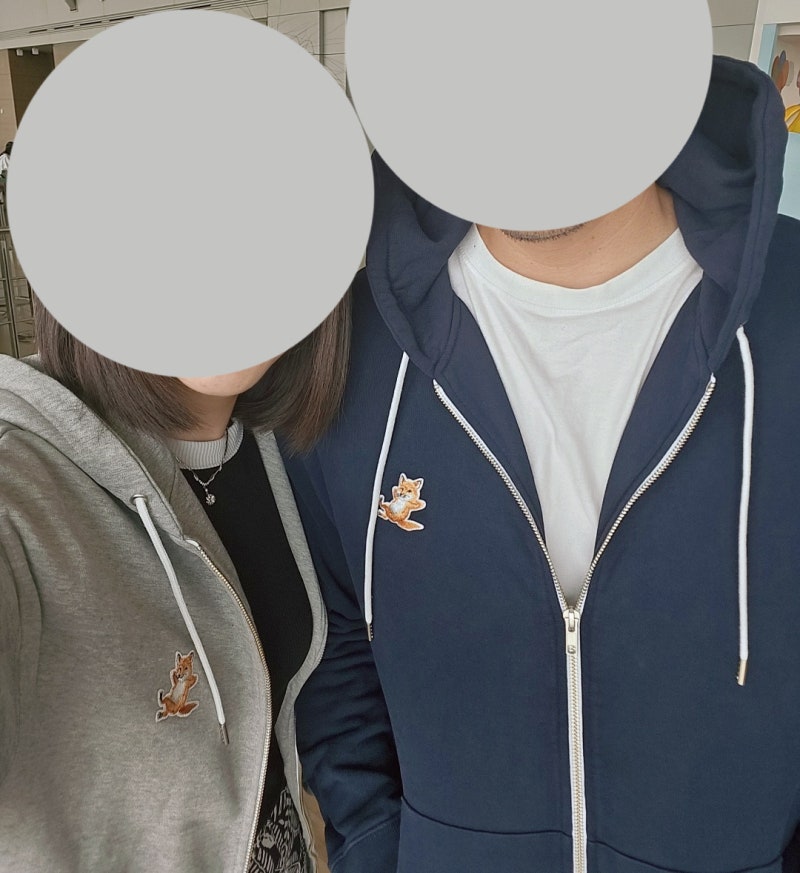 메종 키츠네 후드집업 커플룩 구매 후기 / 롯데면세점/ Maison Kitsuné zipped hoodie