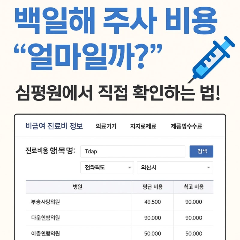 백일해 주사 비용 얼마일까? 심평원에서 직접 확인하는 법!, 전주 백일해주사, 전주보건소백....