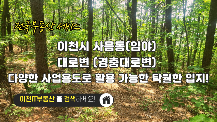  이천시 사음동 대로변 토지 매물: 다양한 사업용도로 활용 가능한 탁월한 입지! - 이천IT부동산