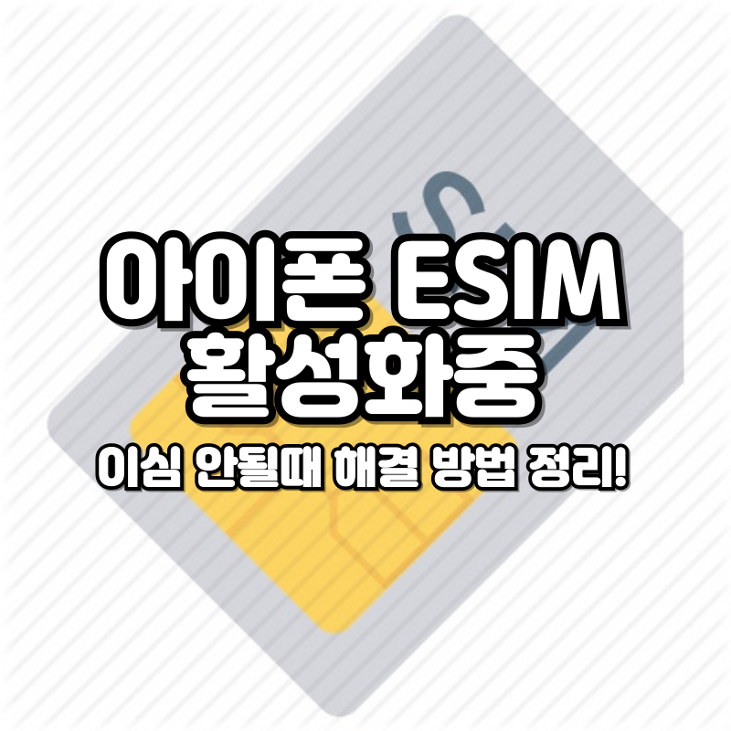 아이폰 esim 활성화중 이심 활성화 할 수 없음 안될때 안됨