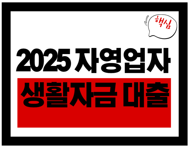  2025 자영업자 생활자금 대출 핵심요약