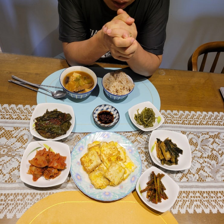 주말남편저녁메뉴 두부부침 된장찌개/간단한저녁메뉴