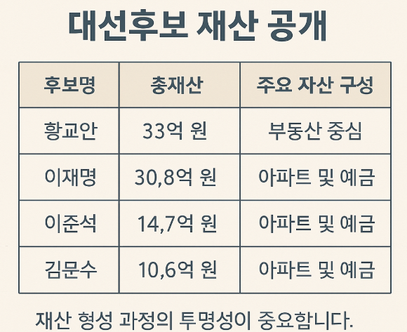  ️ “30억 아파트, 어떻게 샀을까?” 대선 후보자 재산 공개
