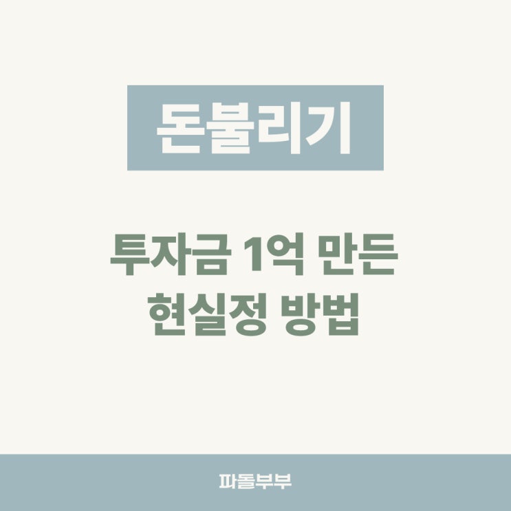  돈불리기 불리는 방법 투자금 1억만들기