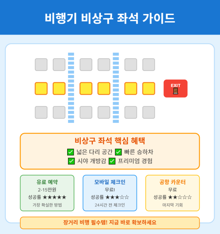  비행기 비상구 좌석 예약 및 배정 받는 법 : 조건, 가격 등 (장거리 비행이 천국으로 ️)