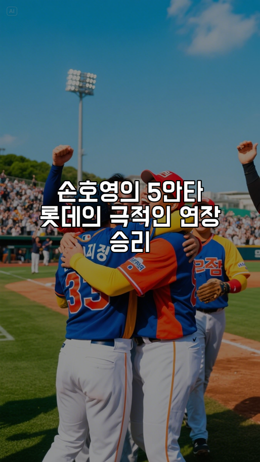 <b>손호영</b>의 5안타, <b>롯데</b>의 극적인 연장 <b>승리</b>