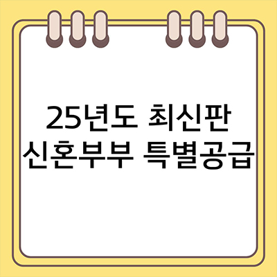  신혼부부 특별공급 소득 25년도 최신판